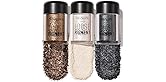 FOCALLURE 3 Pcs Mineral Eyeshadow Pigment,Waterproof Loose Glitter Eyeshadow,Long Lasting Sparkli...